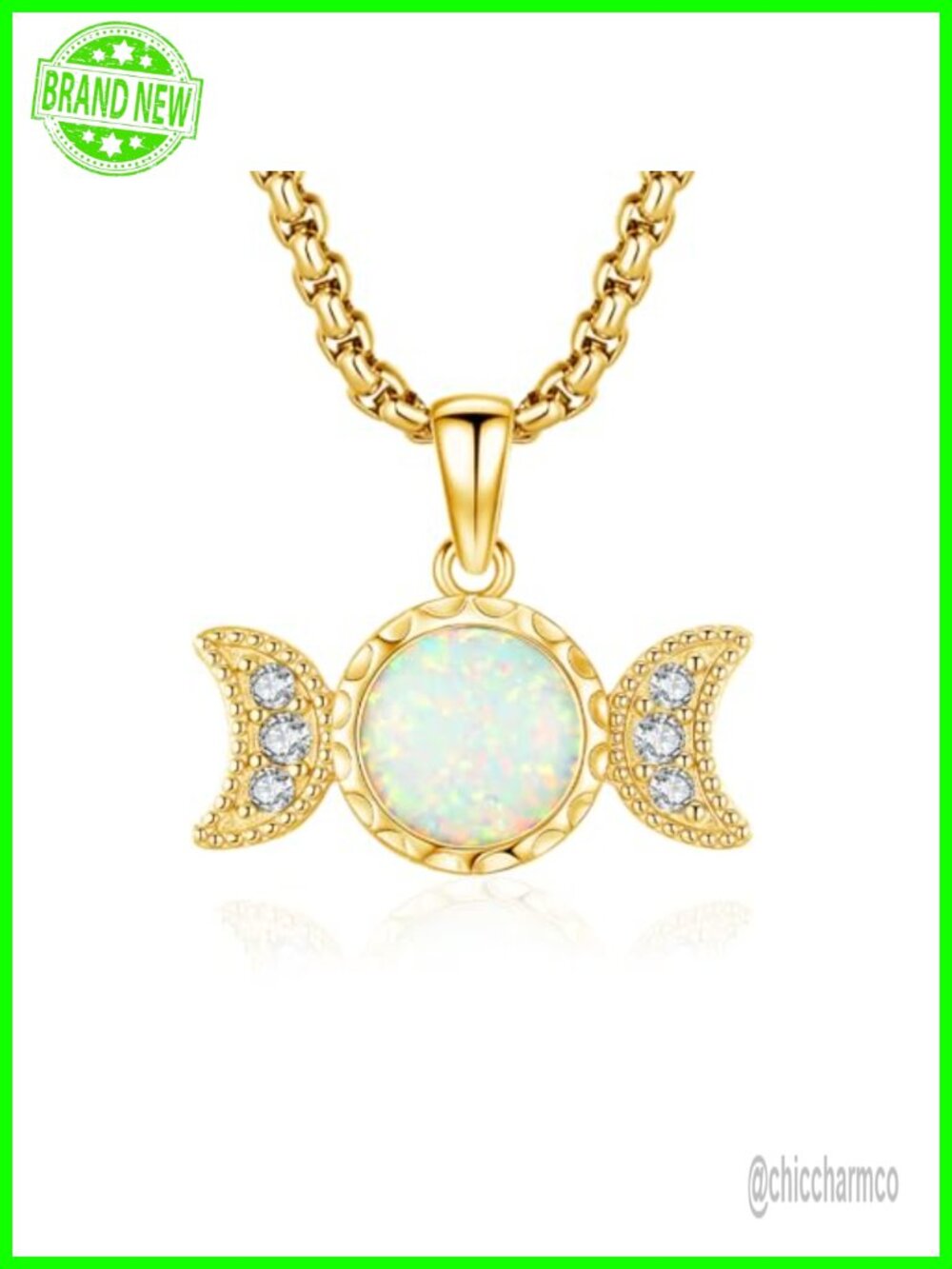 Triple Moon Necklace Hekate Goddess S925 Sterling Silver Crystal Pendant